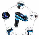 Hands free car FM Transmitter with 2 USB port charger