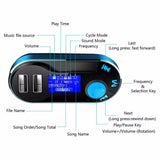 Hands free car FM Transmitter with 2 USB port charger