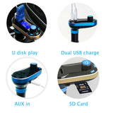 Hands free car FM Transmitter with 2 USB port charger
