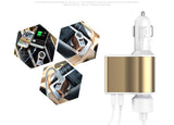 Car Charger with Triple Socket Output -2 USB, 1 cigarette lighter socket