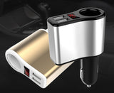 Car Charger with Triple Socket Output -2 USB, 1 cigarette lighter socket