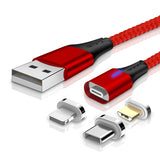 Nylon Braided 3 in 1 USB Charging Cable Detachable