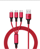 Nylon Braided 3 in 1 USB Charging Cable
