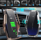 Auto-Clamp 15W Car Air Vent Mount Wireless Quick Phone Charger model S7