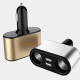 Dual USB Port Dual Cigarette Lighter Socket  Car Charger