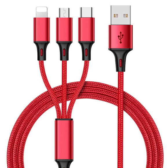 Nylon Braided 3 in 1 USB Charging Cable